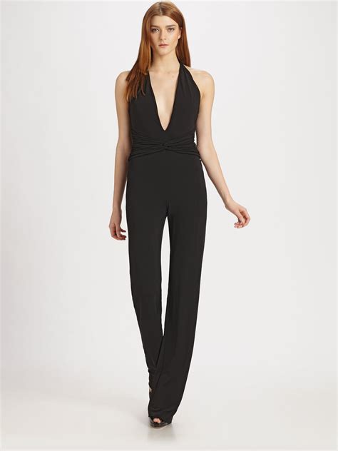 black michael kors jumpsuit|michael kors embellished halter jumpsuit.